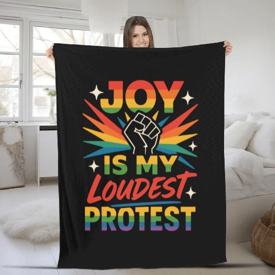 Queer Pride Queer Joy LGBTQ+ Affirmation Trans Fleece Blankets