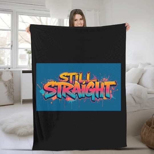 Still Straight Yellow Teal Gradient Fleece Blankets