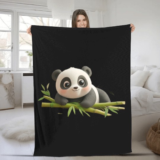 Charming Panda Cub with Bamboo Fleece Blankets
