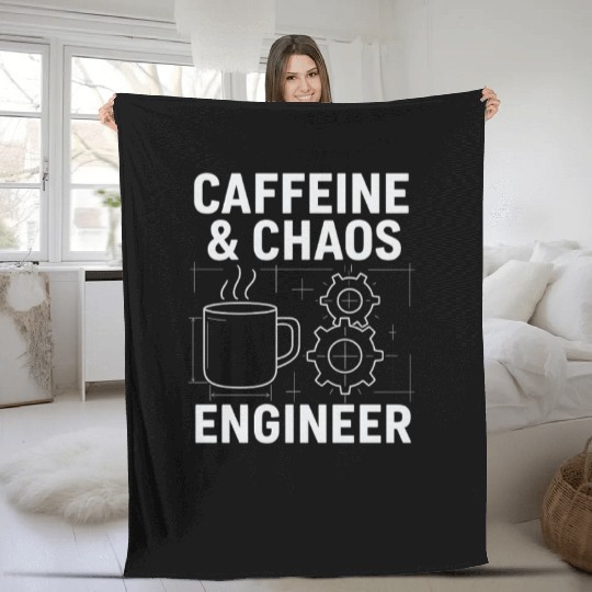 Caffeine & Chaos Engineer - Funny Coffee Tech Gift Fleece Blankets