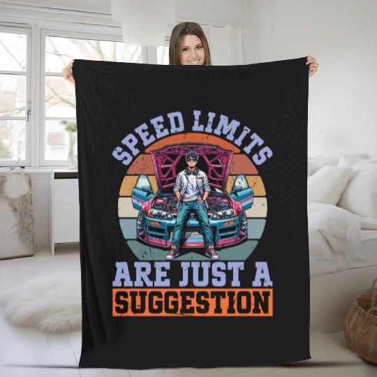 Car Racing Speed Limits Are Just A Racecar Driver Fleece Blankets