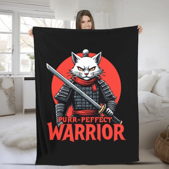 Purr-Perfect Warrior Cat Design Fleece Blankets