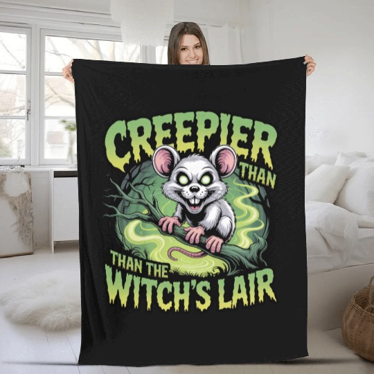 Creeper Mouse in Witch's Lair Design Fleece Blankets