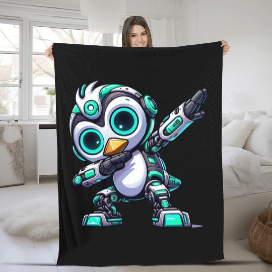 Cool penguin robot cyborg mech astronaut dab Fleece Blankets