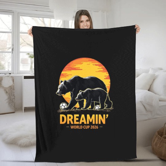 California Dreamin’ – World Cup 2026 Soccer Bear T Fleece Blankets