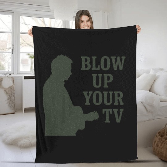 Blow Up Your TV! Dark Green Fleece Blankets