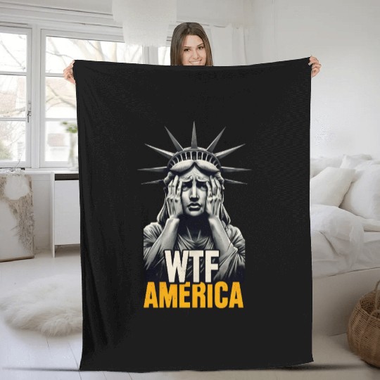 Contemporary Statue of Liberty Parody Design Fleece Blankets