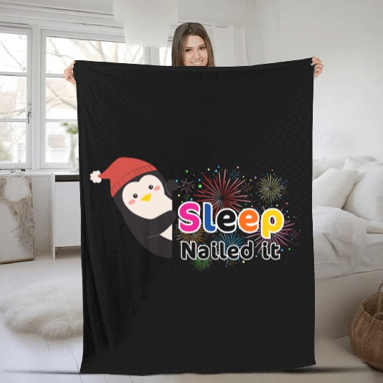 Festive Penguin Sleep Celebration Fleece Blankets