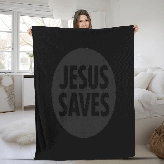 Jesus Saves Inspirational Icon Fleece Blankets