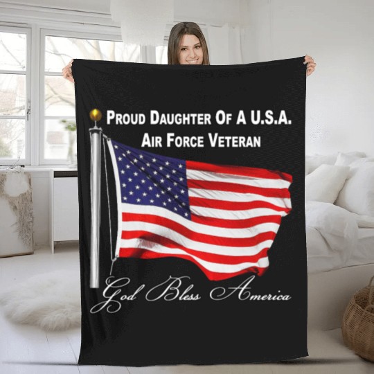 Proud Daughter Of A US Air Force Veteran Fleece Blankets