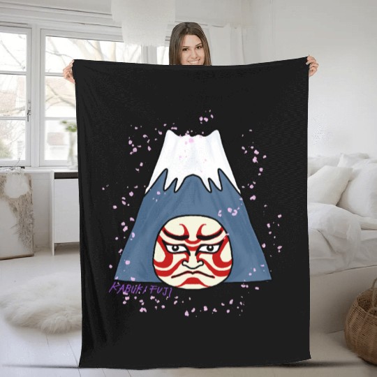 Kabuki Fuji-Classic Japan Fleece Blankets