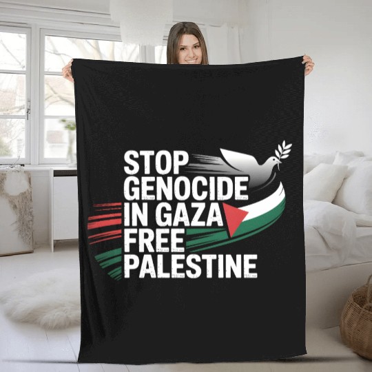 Free Palestine Now – End Genocide in Gaza Fleece Blankets