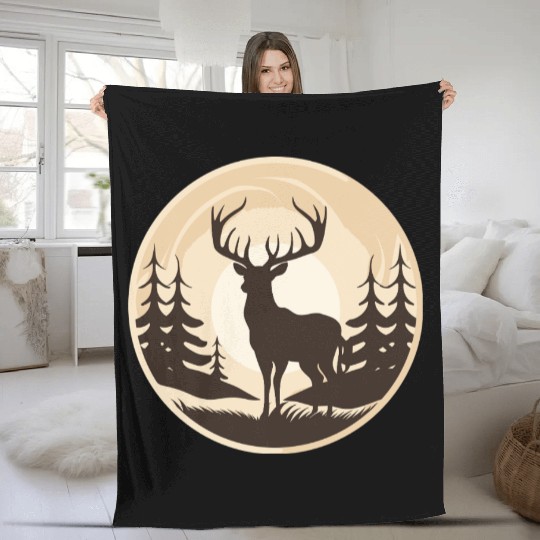 Majestic Deer in the Wilderness Fleece Blankets
