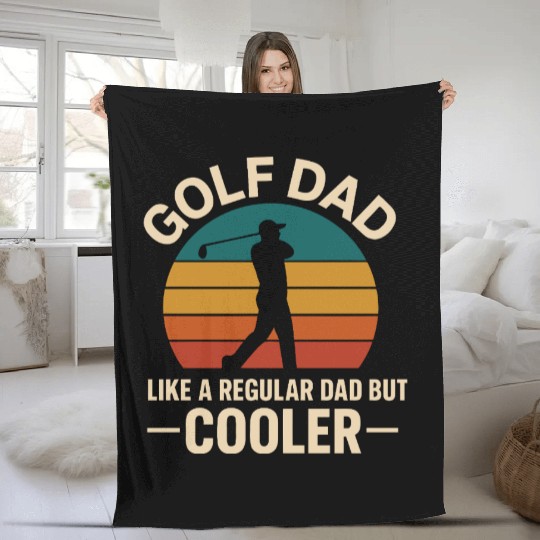 Golf Dad Sunset Silhouette Design Fleece Blankets