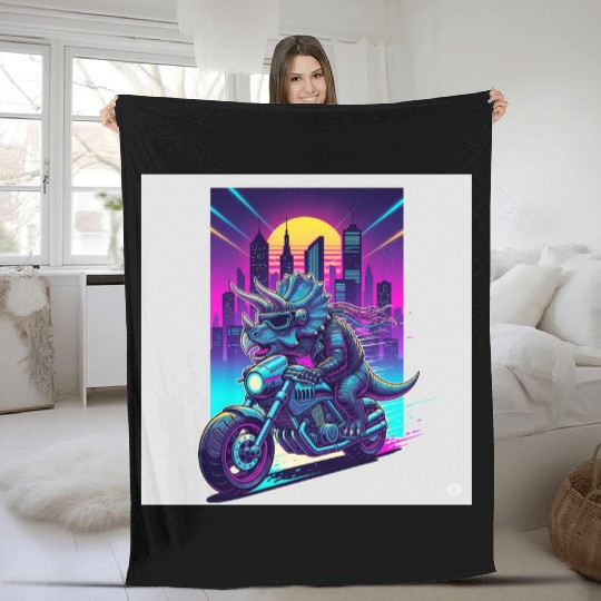 Futuristic Rhinoceros Cyber Ride Fleece Blankets