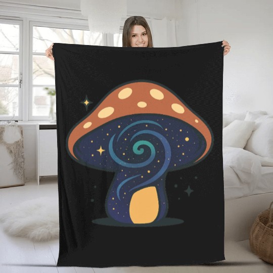 Cosmic Mushroom Nightscape Fleece Blankets
