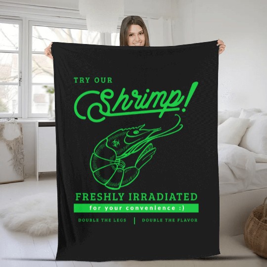 Radioactive Shrimp Retro Parody Fleece Blankets