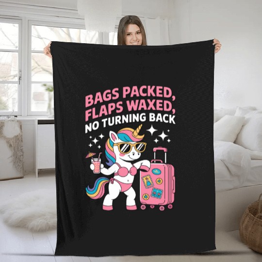Bags Packed Unicorn Vacation Adventure Fleece Blankets