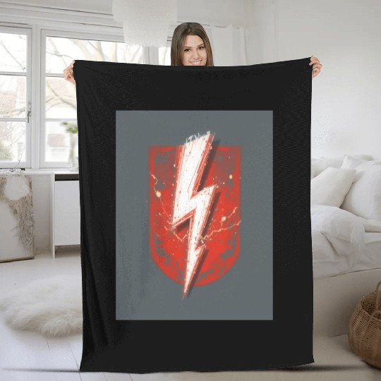 Red Lightning Bolt Graphic – Superhero Thunder Fleece Blankets