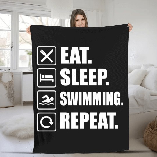 Lifestyle Routine Swimming Motivation Graphic Fleece Blankets