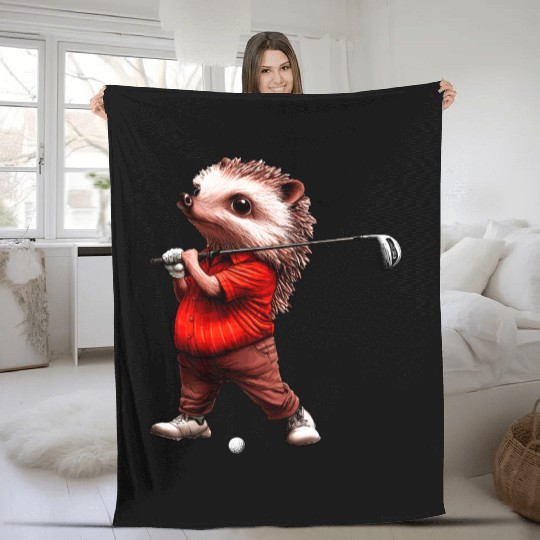 Hedgehog Golf Fleece Blankets