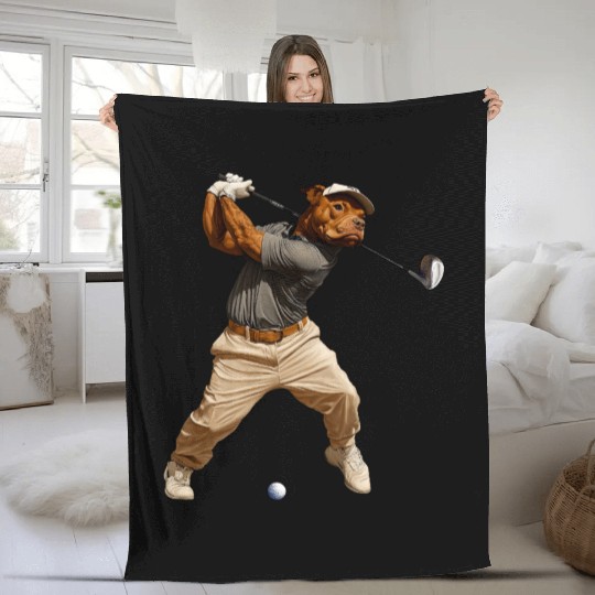Pitbull golfer Fleece Blankets