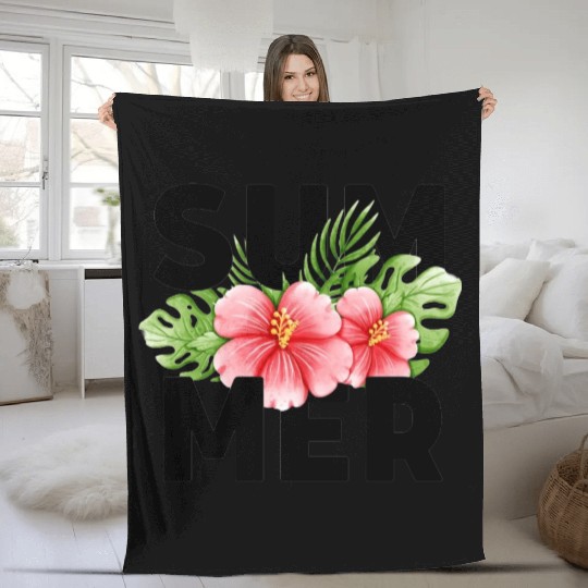 Tropical Hibiscus Summer! Fleece Blankets