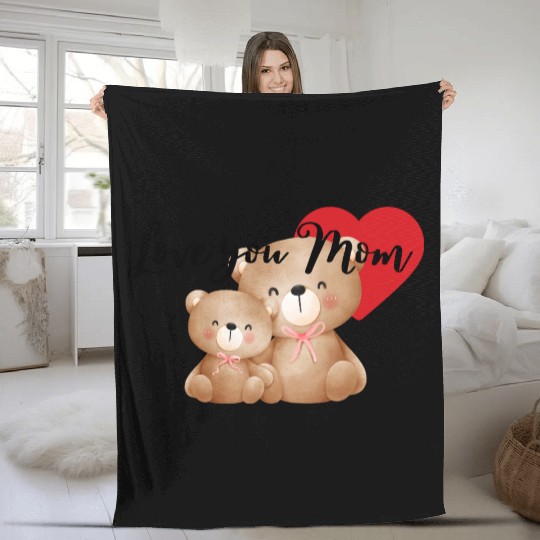 Adorable Mom and Cub Love Bears Fleece Blankets