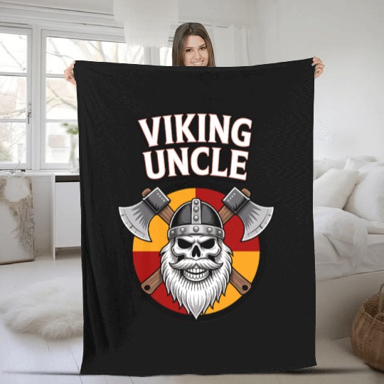 viking uncle norse warrior funny gift Fleece Blankets