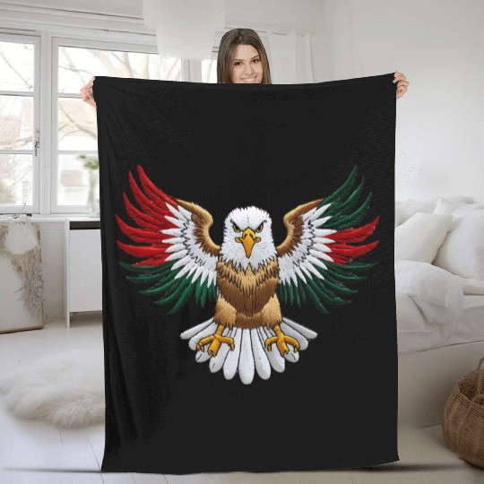 Majestic Bald Eagle with National Colors Fleece Blankets