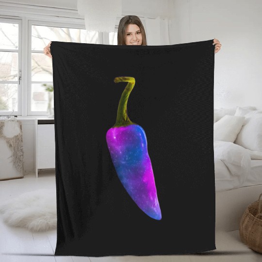 Galaxy Themed Chili Pepper Design Fleece Blankets