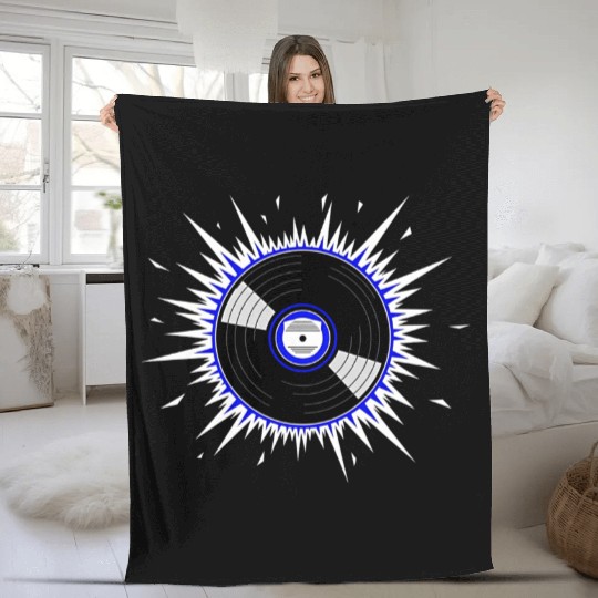 Vinyl Record Starburst Design Fleece Blankets