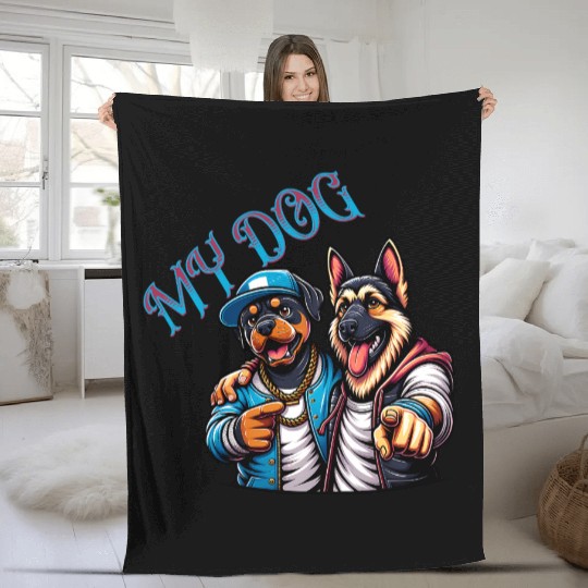 Hip Hop Dogs Urban Style Fleece Blankets