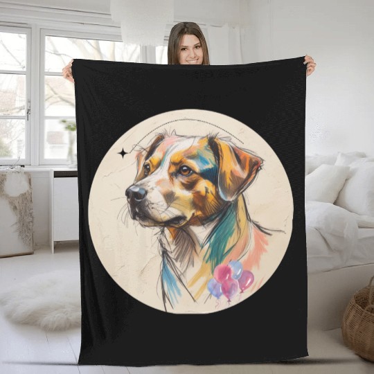Dog Balloon Fleece Blankets