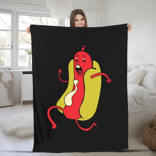 Hot Dog Animated and Playful Character Fleece Blankets