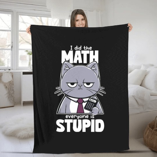Grumpy Cat Math Teacher Design Fleece Blankets