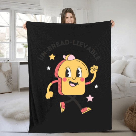 Whimsical Bread-Themed Cartoon Character Fleece Blankets