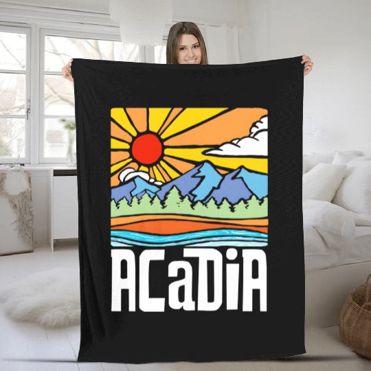 Acadia National Park Artistic Nature & Mountains Fleece Blankets