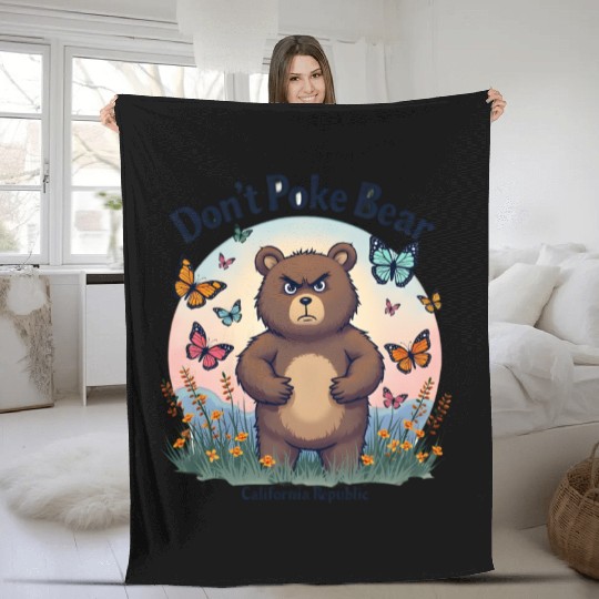 Don't Poke Bear Illustration design for women Fleece Blankets