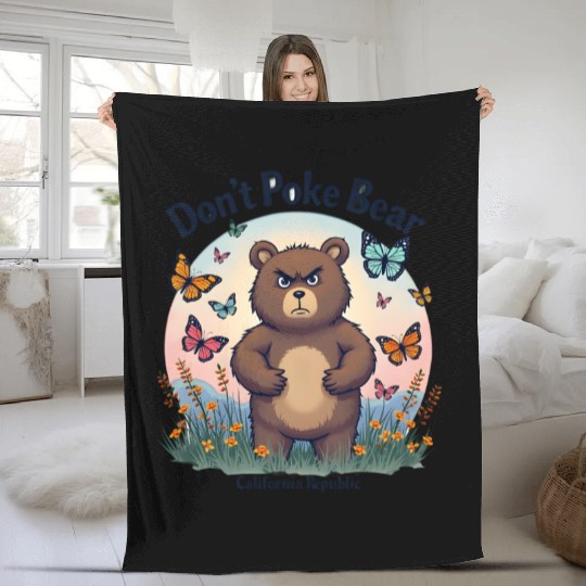 Don't Poke Bear Illustration design for women Fleece Blankets