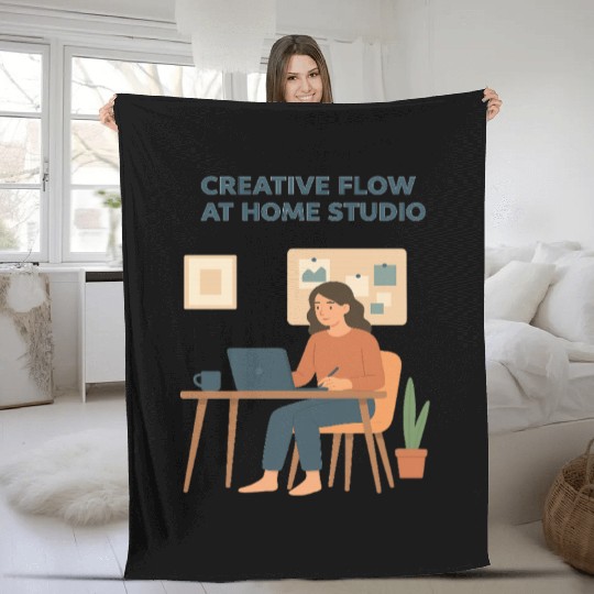Creative Flow Home Studio Illustration Fleece Blankets