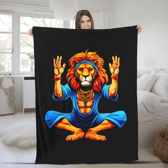 Lion Yoga Fleece Blankets