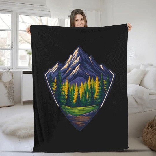 Mountain Wilderness Nature Shield Fleece Blankets