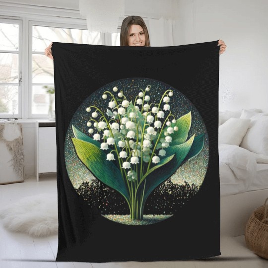 Mystical Lily of the Valley Illustration Fleece Blankets