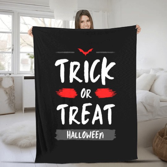 Spooky Halloween Trick or Treat Design Fleece Blankets