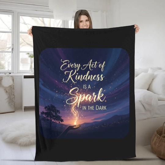 Spark of Kindness Night Sky  Fleece Blankets