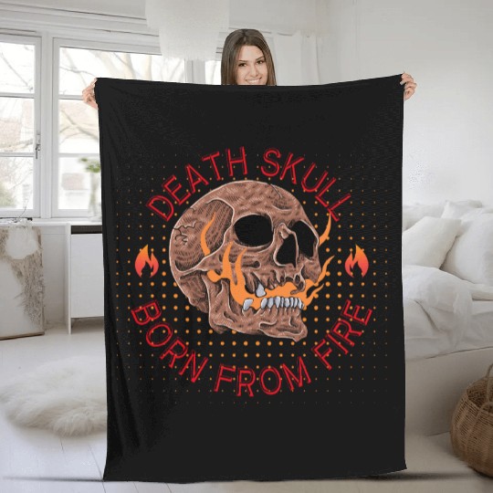 Burning Skull Death Skulle Graphic Fleece Blankets