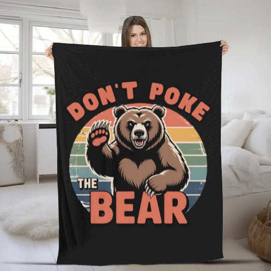 Don’t Poke The Bear Vintage Style Fleece Blankets