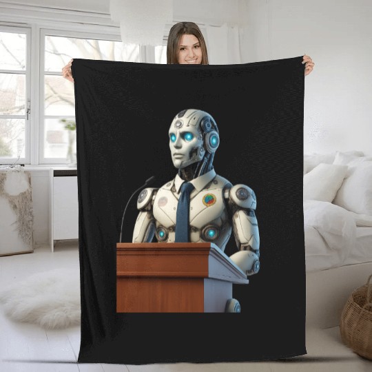 Futuristic Robot President Fleece Blankets