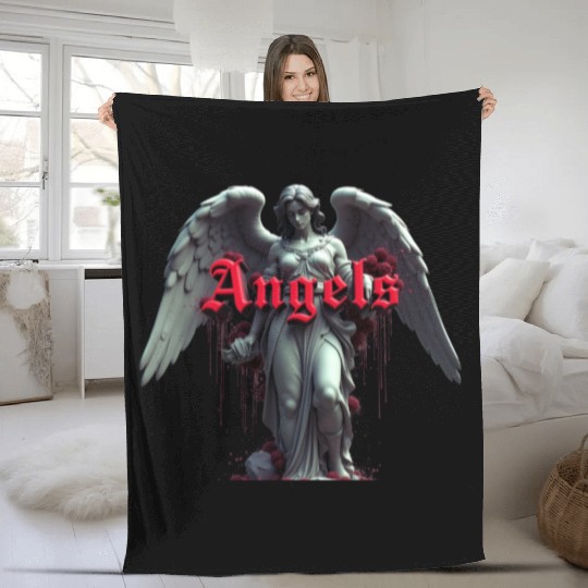 Serene Angel with Red  Fleece Blankets